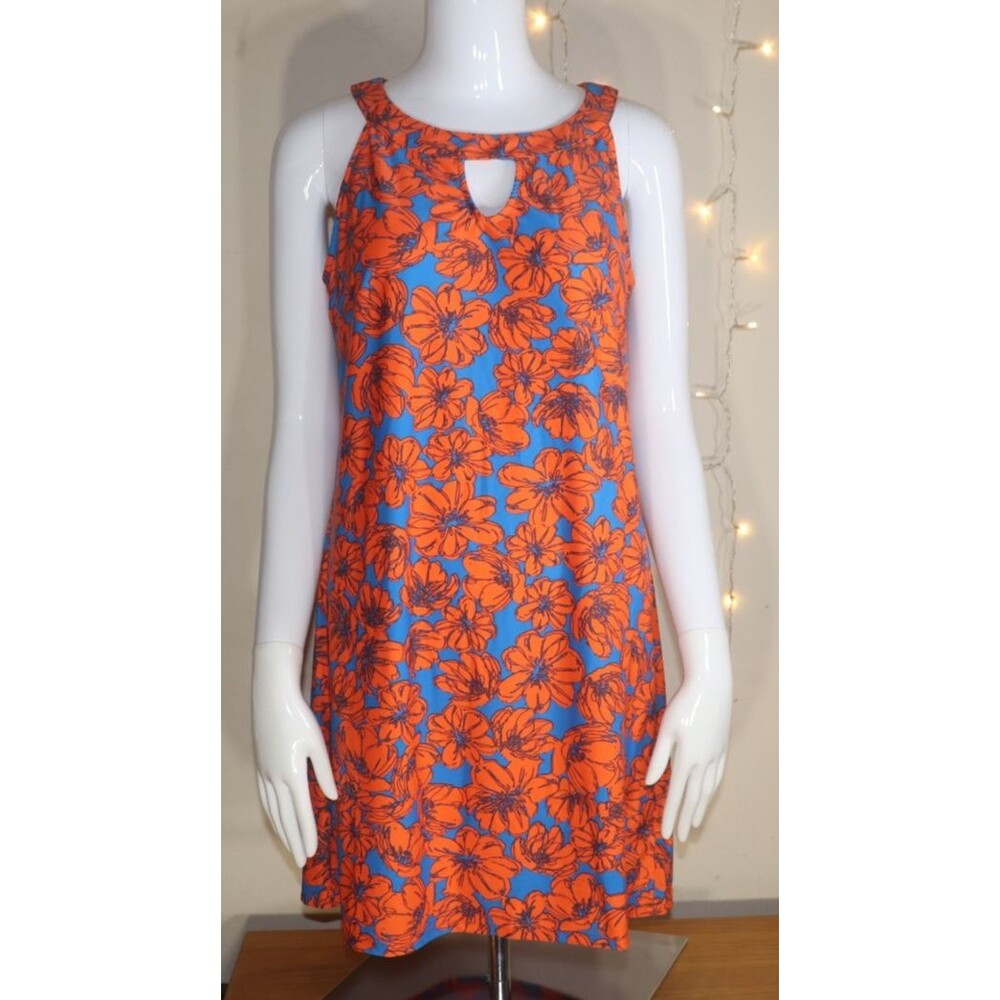 Aryeh Anthropologie Orange Blue Floral Dress Small
